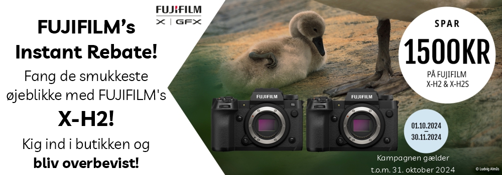 Instant rebate kampagne FUJIFILM X/GFX Spar op til 1.500 kr. på FUJIFILM X-T5 OG X-S20 Kampangen gælder til og med 30 juni.